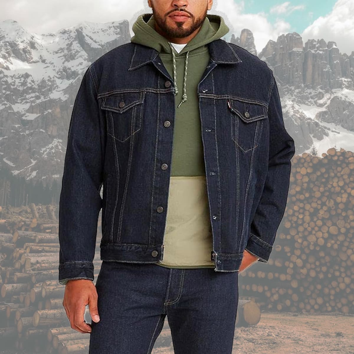 Mens levis denim sales jacket with fur