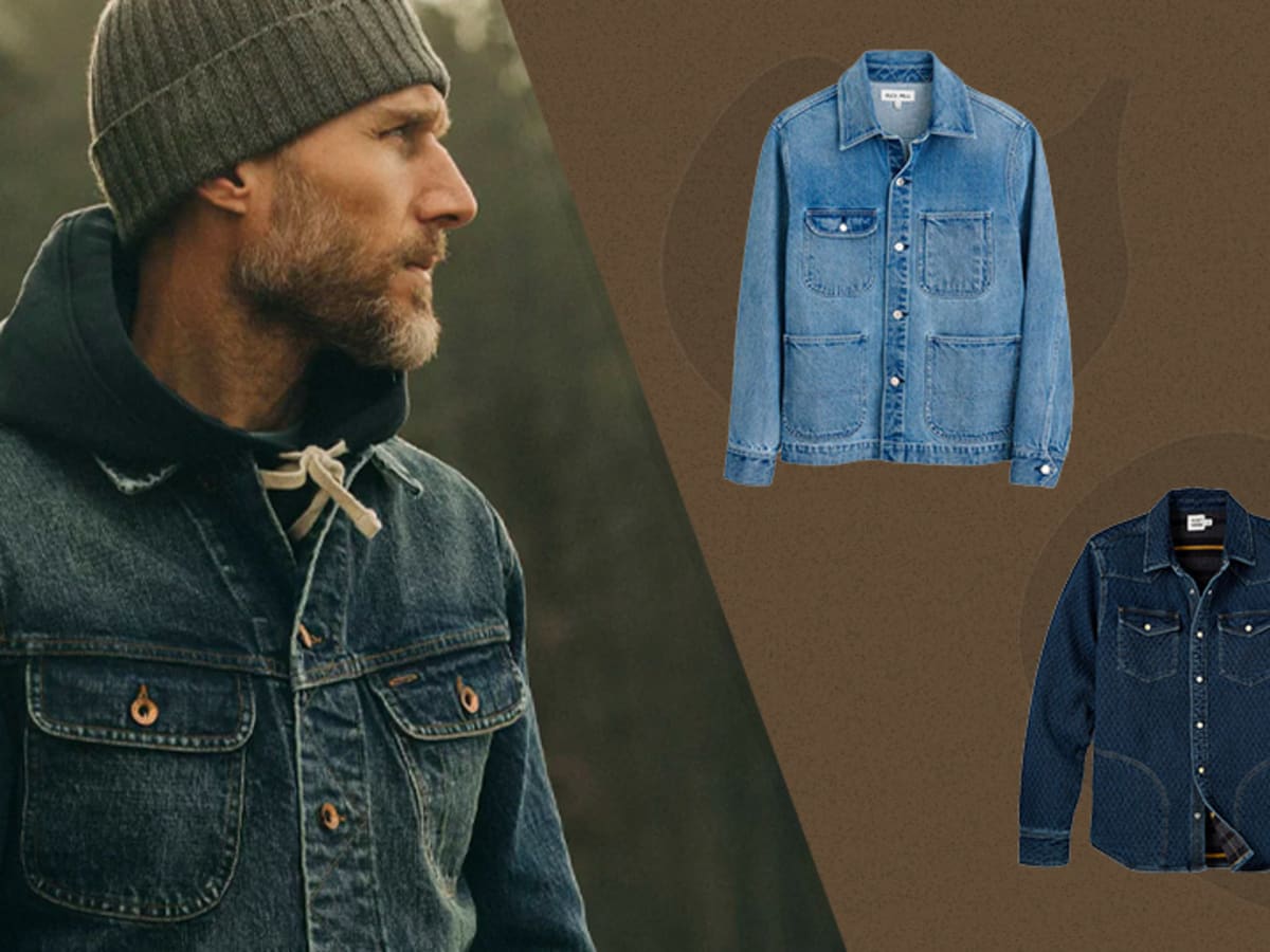 Denim Jackets for Tall Men in Medium Blue