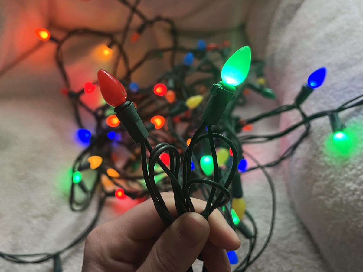 Half a string of on sale christmas lights out