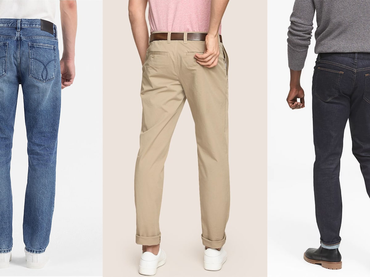 Slim fit pants for big hot sale guys