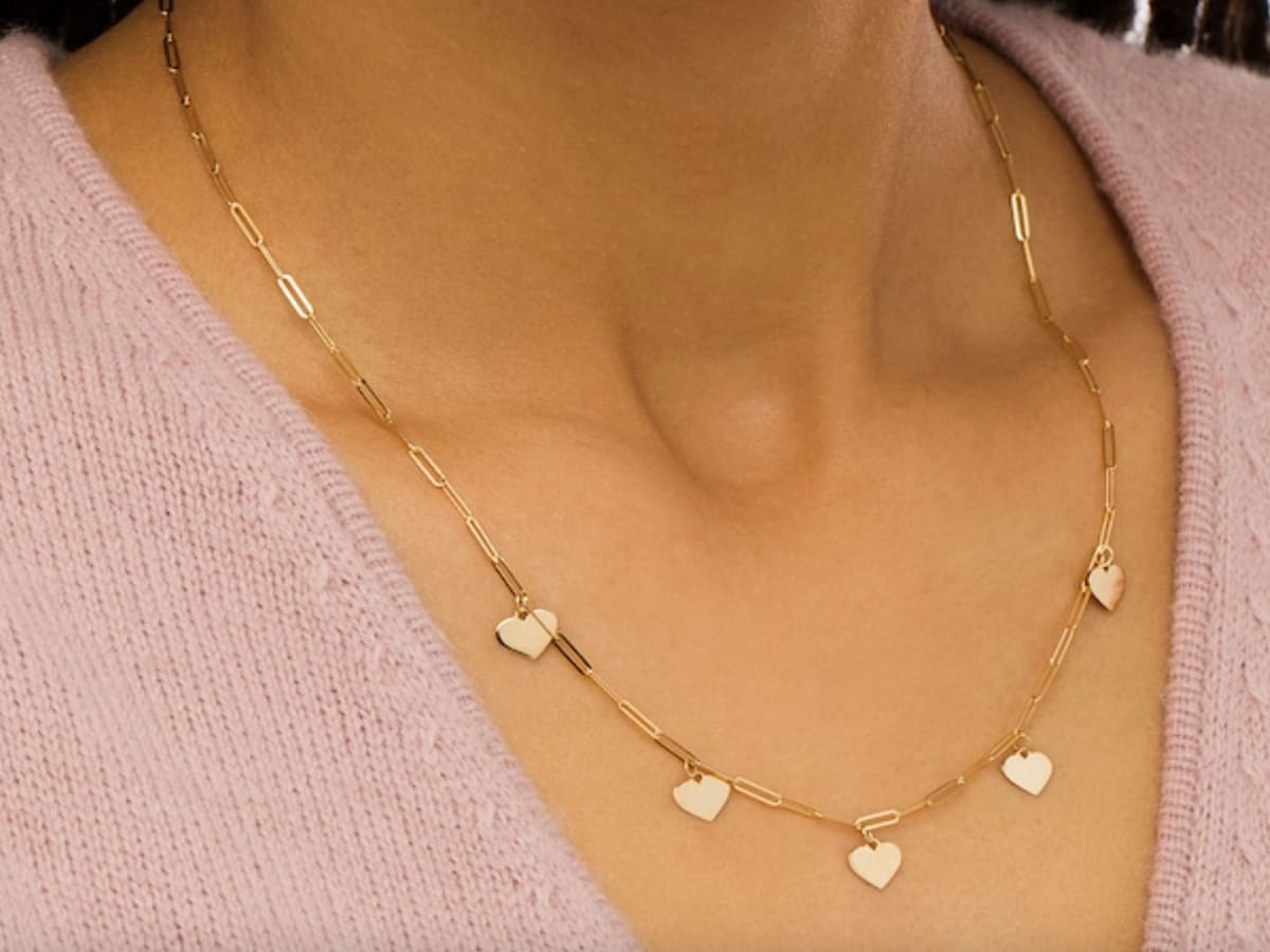 Show Your Love With This Mini Heart Dangle Station Necklace