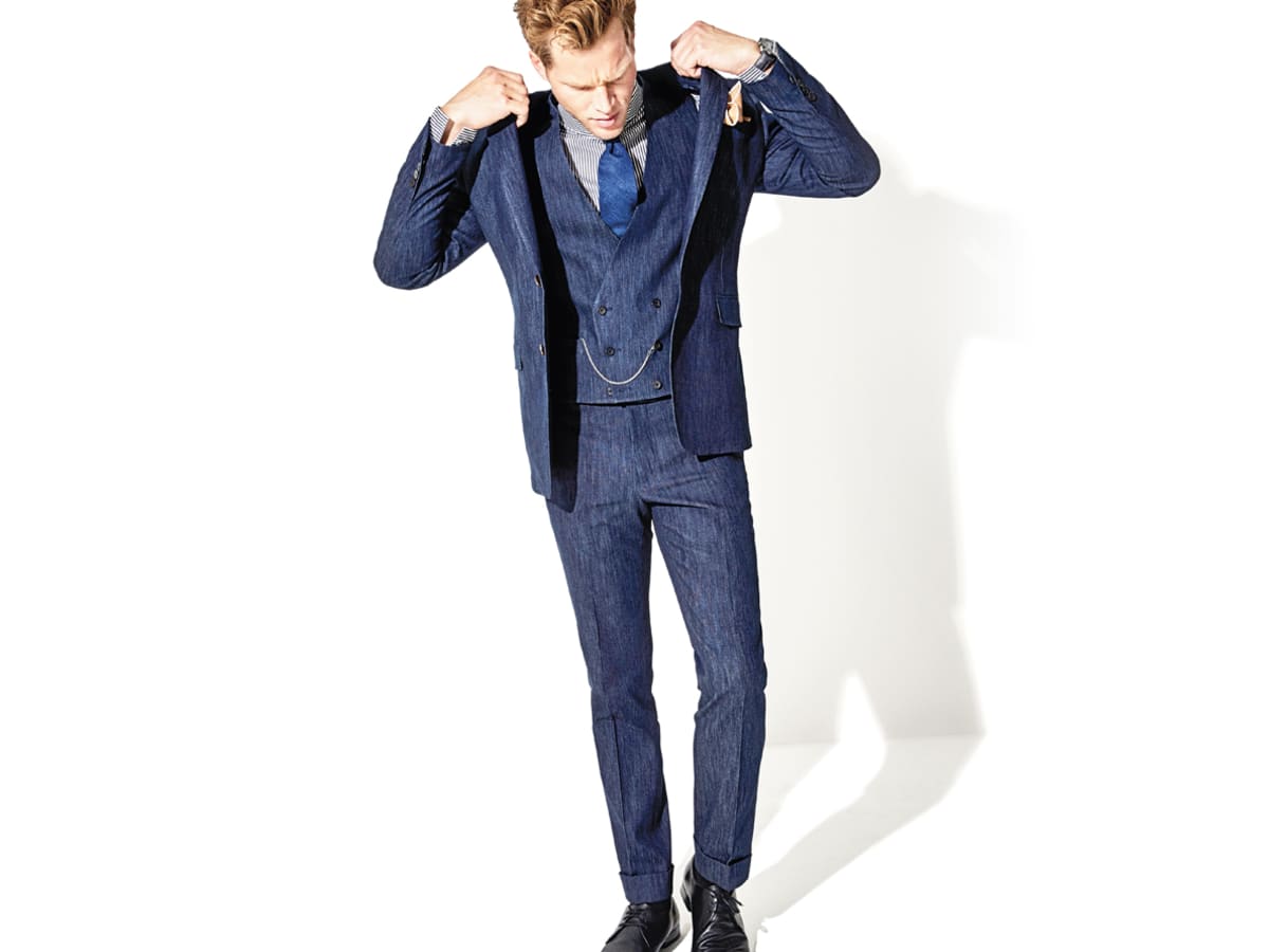 Mens suit shop with jeans