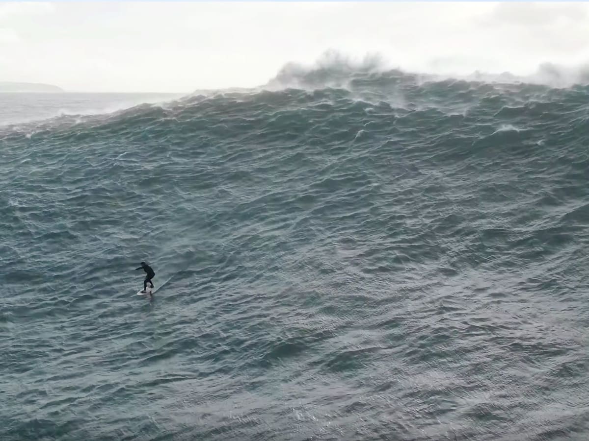 Laird Hamilton and Crew Surf Massive Waves at Nazar on Foil