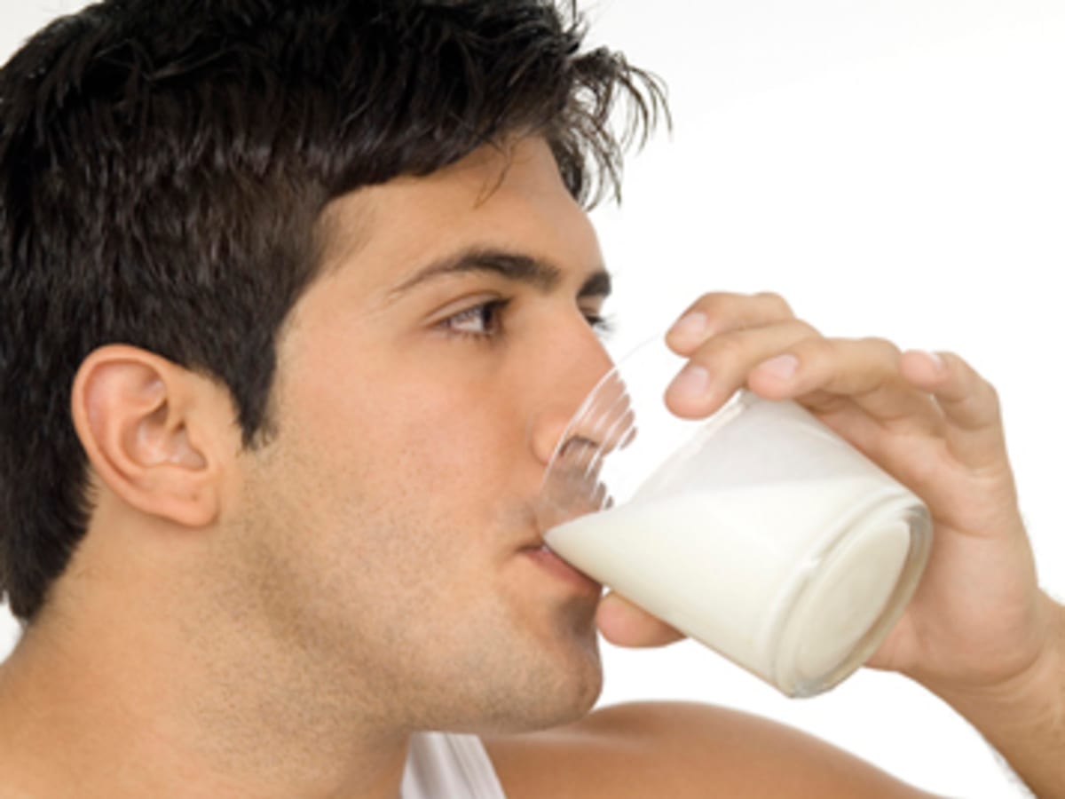 Drinking milk top from boobs