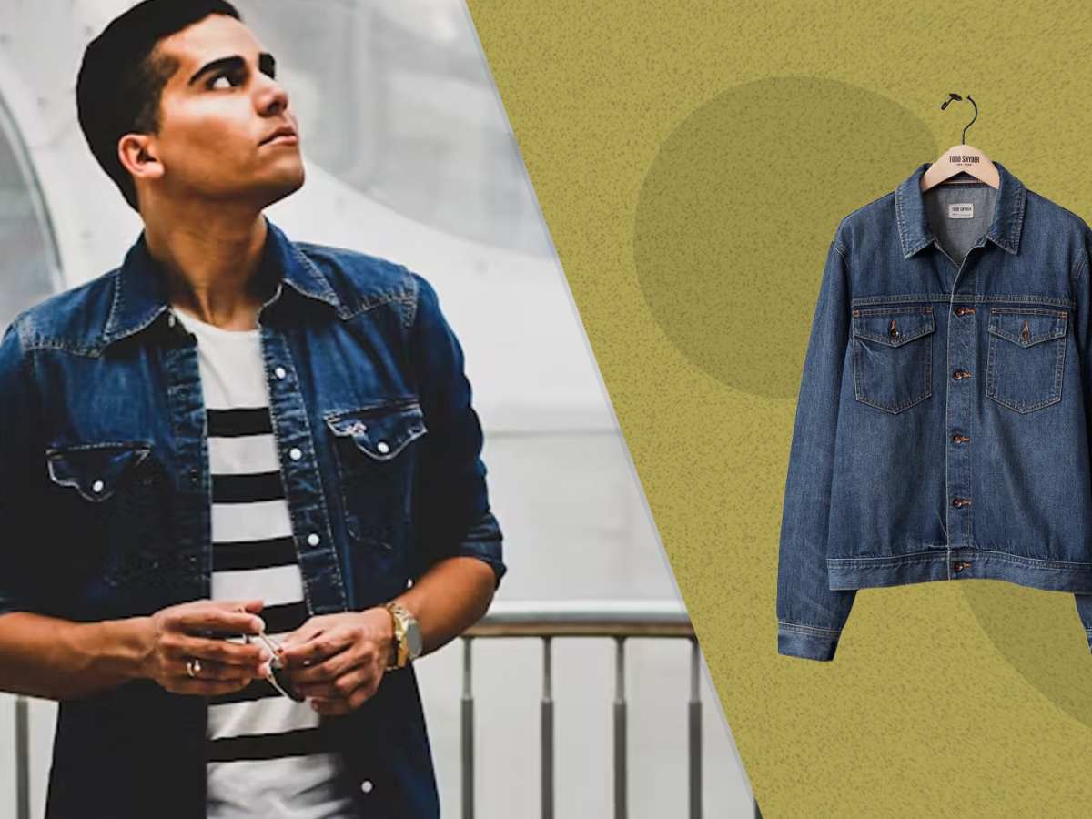 Mens denim blazer sale hot sale