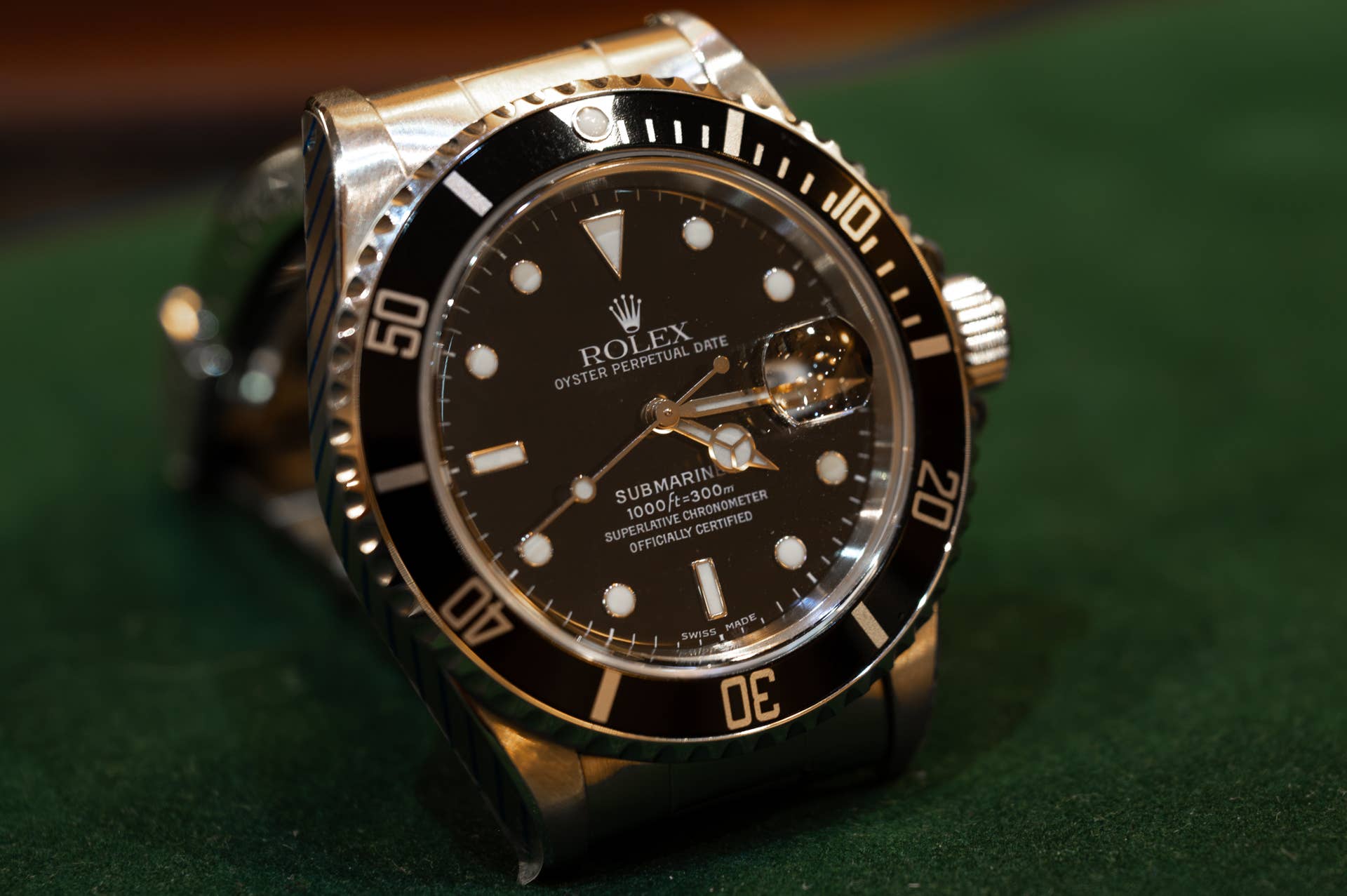 A second hand Rolex Oyster Perpetual Submariner Date watch is displayed for sale on January 08, 2024 in Leigh-on-Sea, United Kingdom.