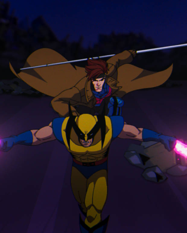 Wolverine (voiced by Cal Dodd) and Gambit (voiced by AJ LoCascio) in Marvel Animation's X-MEN '97.