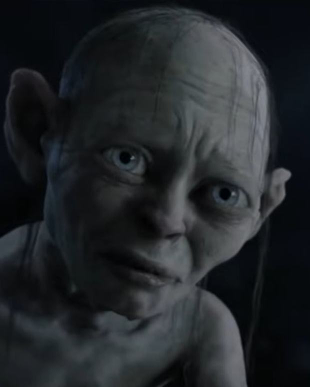 Gollum looking sad in The Lord of the Rings.