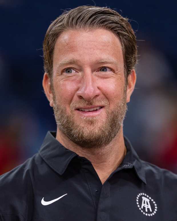 Barstool founder and CEO Dave Portnoy is seen before the Florida Atlantic Owls and Loyola (Il) Ramblers game in the Barstool Invitational at Wintrust Arena on November 8, 2023 in Chicago, Illinois.