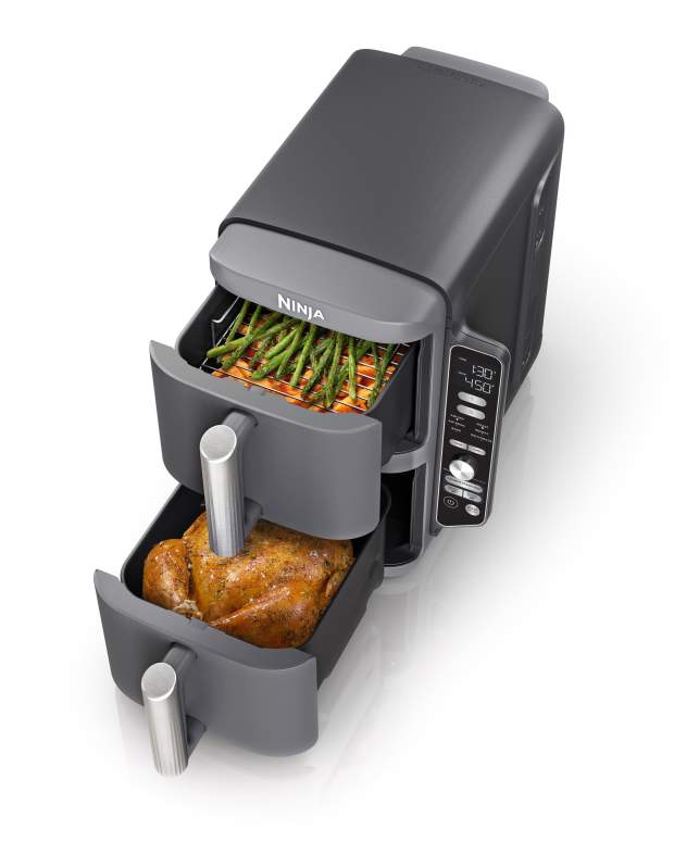 Double Stacking air fryer with two drawers by Ninja.