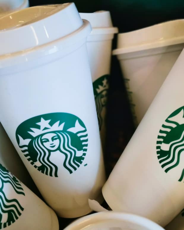 Starbucks reusable cups are seen on in Starbucks Coffee in Katowice, Poland on July 20, 2023. (Photo by Beata Zawrzel/NurPhoto via Getty Images)