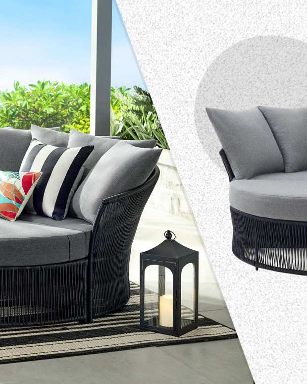 The Mainstays Logan Outdoor Daybed, pictured here, is on sale right now at Walmart.