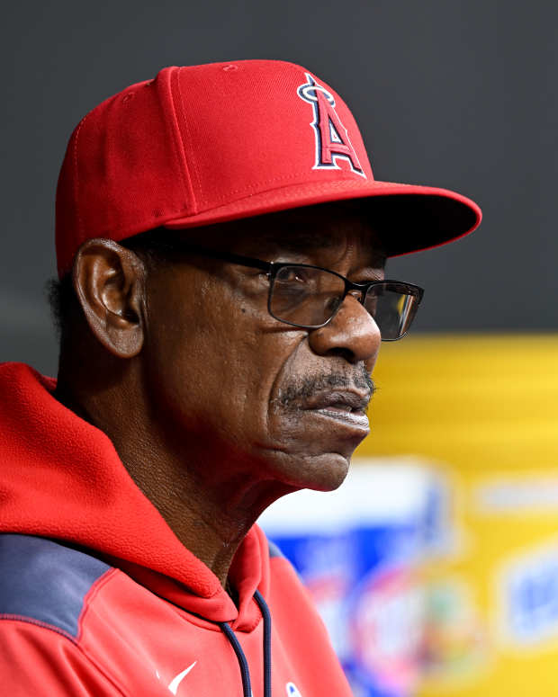 BALTIMORE, MARYLAND - JUNE 15: Manager Ron Washington #37 of the Los Angeles Angels watches the game against the Baltimore Orioles at Oriole Park at Camden Yards on June 15, 2025 in Baltimore, Maryland. (Photo by G Fiume/Getty Images)