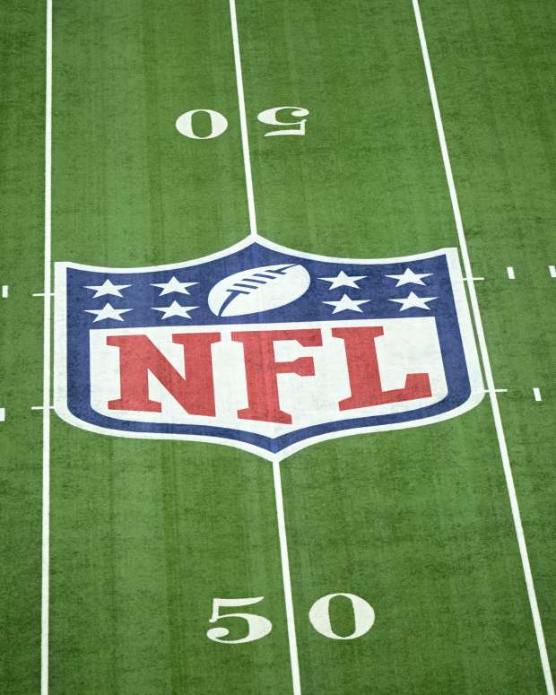 Football: Super Bowl LIX: A view of the NFL Logo displayed on the field during the Philadelphia Eagles vs Kansas City Chiefs game at Caesar's Superdome. 
New Orleans, LA 2/9/2025 
CREDIT: Kohjiro Kinno (Photo by Kohjiro Kinno/Sports Illustrated via Getty Images) 
(Set Number: X164677 TK1)