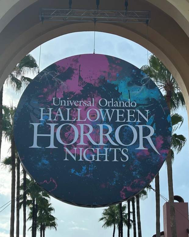 Scenes from Universal's Halloween Horror Nights event at Universal Studios theme park in Orlando, Florida. A medallion at the park's entrance heralds the 2024 haunting season. (Dewayne Bevil/Orlando Sentinel/Tribune News Service via Getty Images)