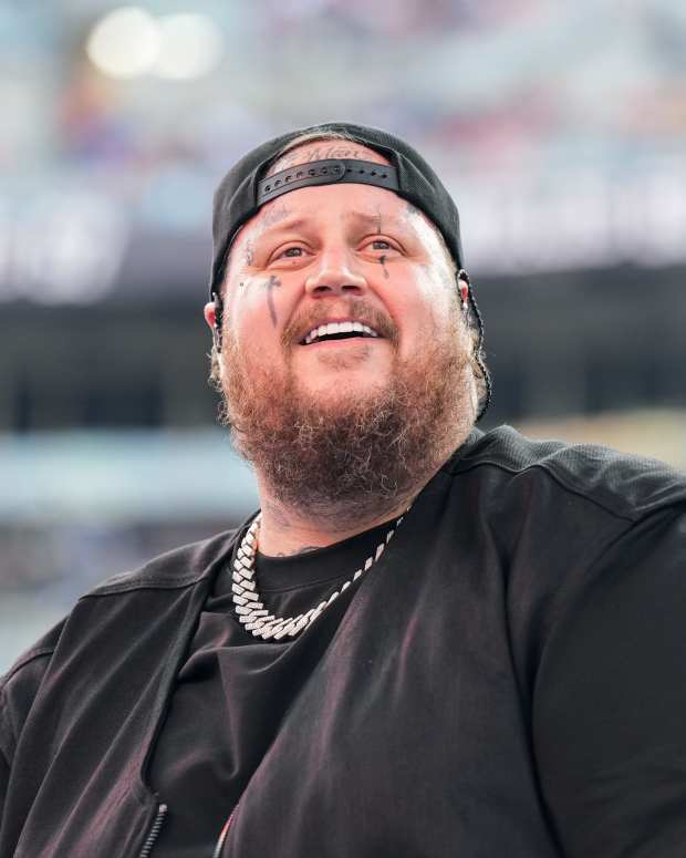 CLEVELAND, OHIO - AUGUST 3: Jelly Roll performs during WWE SummerSlam 2024 at Cleveland Browns Stadium on August 3, 2024 in Cleveland, Ohio.  (Photo by WWE/Getty Images)
