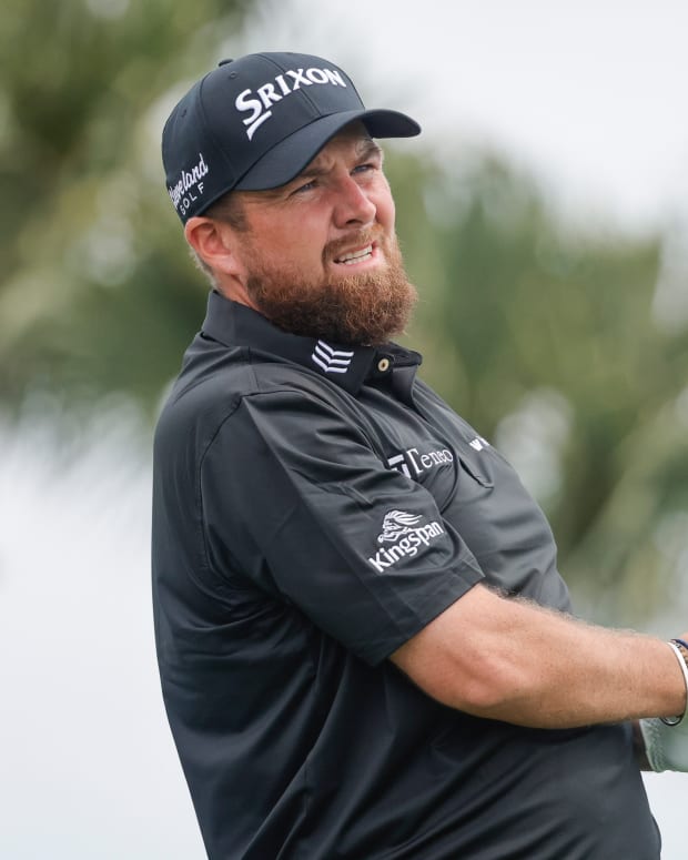 Mar 2, 2024; Palm Beach Gardens, Florida, USA; Shane Lowry plays his shot from the fourth tee during the third round of the Cognizant Classic in The Palm Beaches golf tournament.