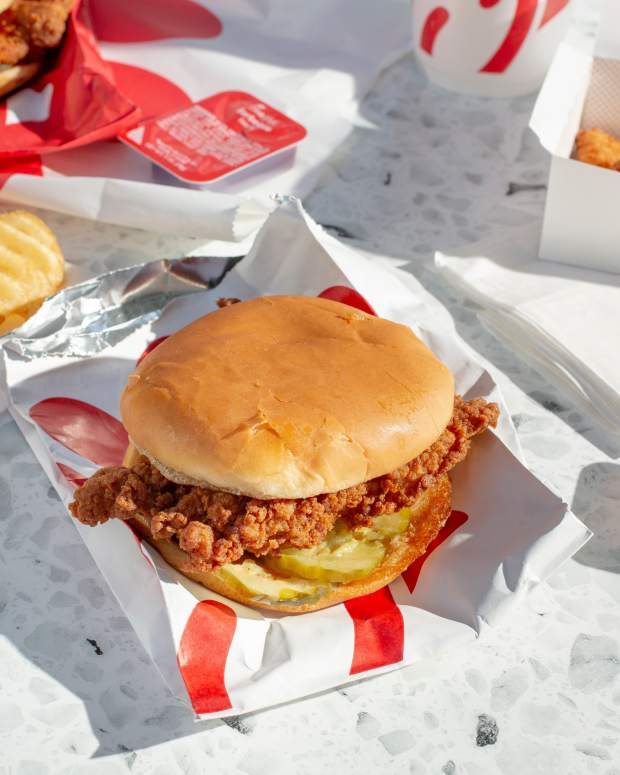Los Angeles, California, United States - 04-14-2024: A view of a Chick-Fil-A combo meal.