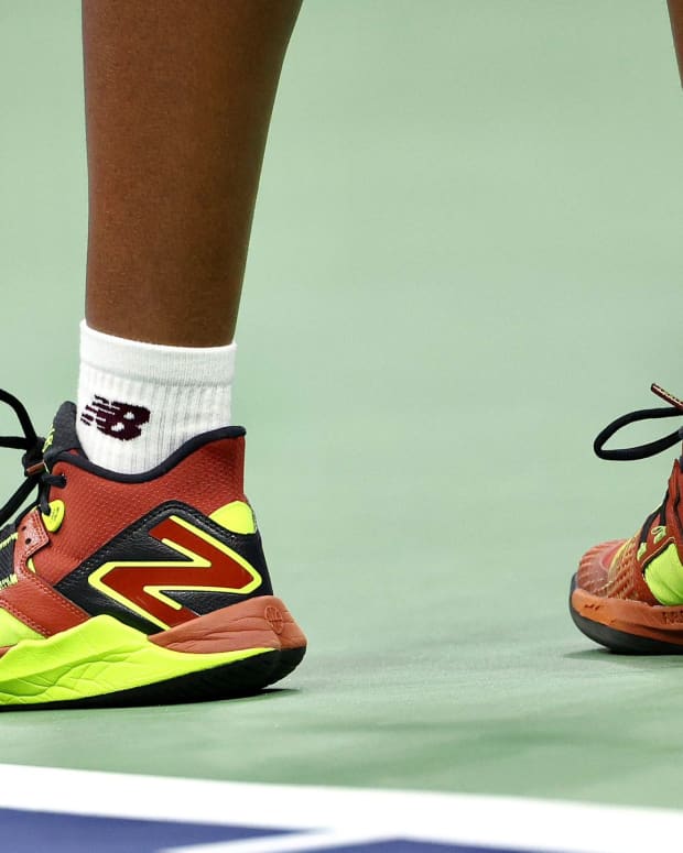 Red and yellow cheap tennis shoes