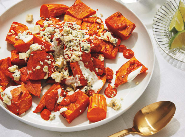 Non-Traditional Thanksgiving Recipes With International Flavor 9 sweet potatoes with blue cheese and salsa macha