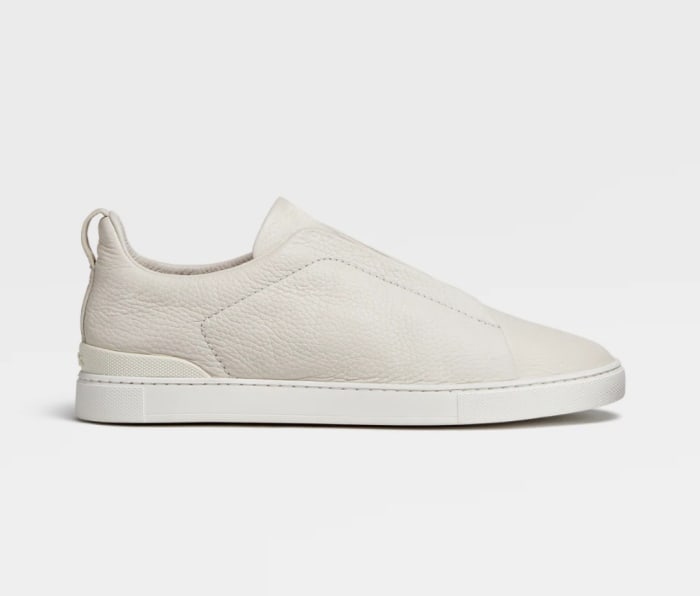 off white deerskin triple stitch sneakers