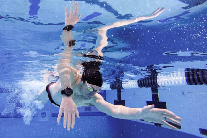 Triathlete Matt McElroy underwater swimming