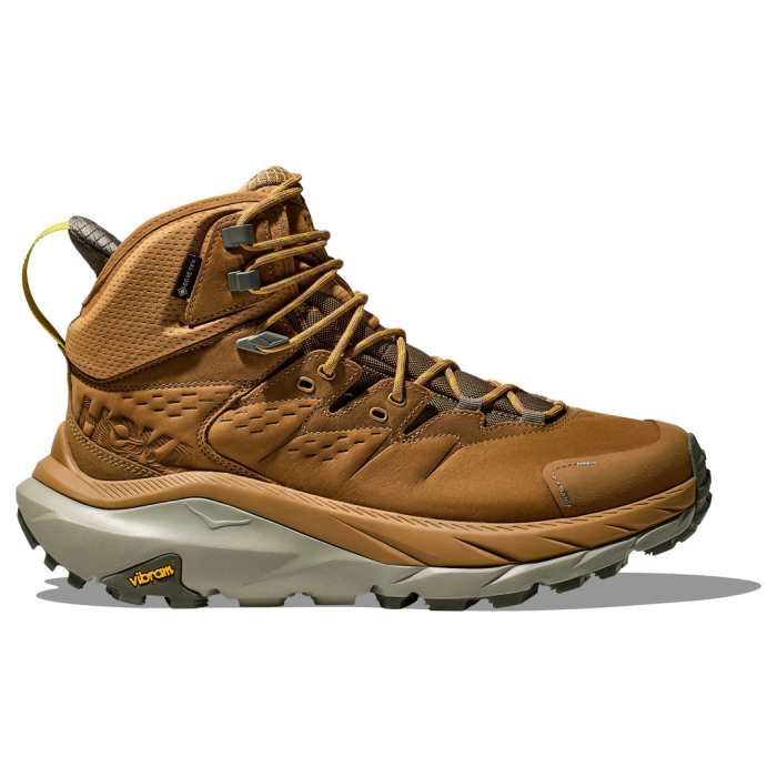 The Hoka Kaha 2 GTX Hiking Boots in Honey/Barley are on sale right now at REI