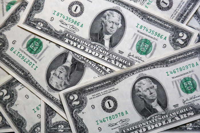 Old 2 Bills Could Be Worth Thousands Two Dollar Bills In A Pile Money Currency Economy Rare Notes 2