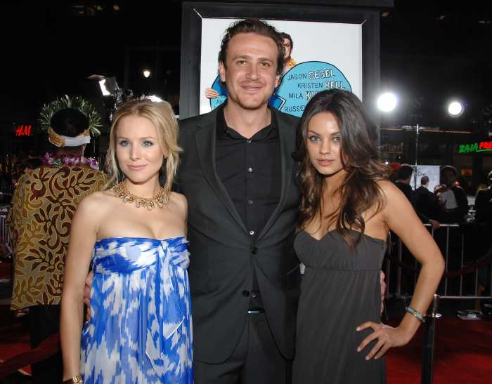 HOLLYWOOD - APRIL 10: Actress Kristen Bell, writer/actor Jason Segel and actress Mila Kunis attend Universal Pictures' World Premiere of Forgetting Sarah Marshall on April 10, 2008 at Grauman's Chinese Theater in Hollywood, California. (Photo by John Shearer/WireImage)