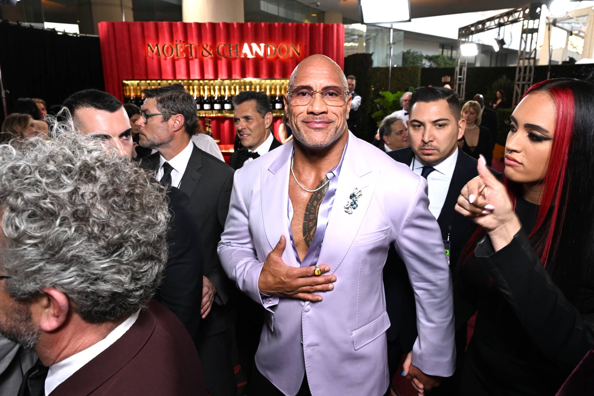 BEVERLY HILLS, CALIFORNIA - JANUARY 05: Dwayne Johnson attends Moët & Chandon At The 82nd Annual Golden Globe Awards at The Beverly Hilton on January 05, 2025 in Beverly Hills, California.  (Photo by Michael Kovac/Getty Images for Moët & Chandon)