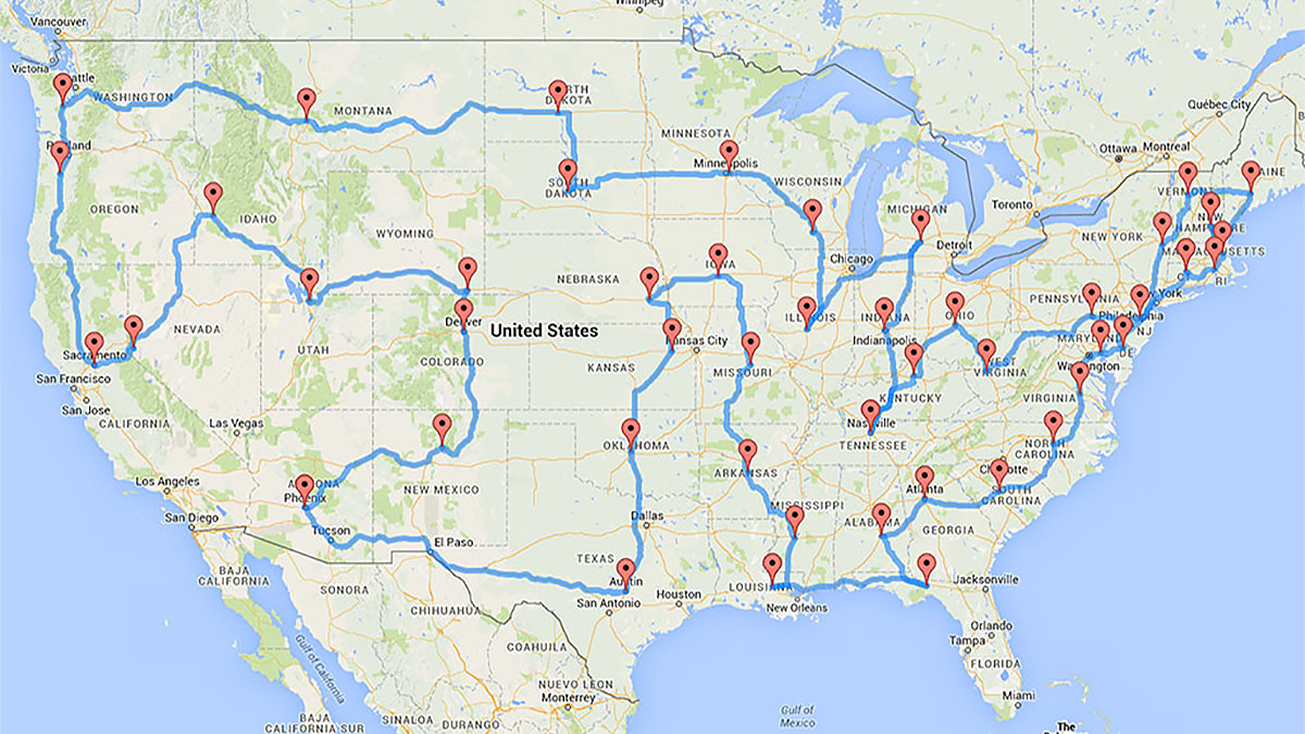 visit every state road trip