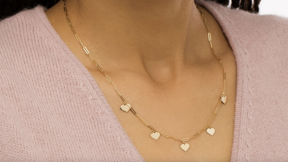 N0246 Dainty Clear Rhinestone Heart Love Shape Mini Pendant Gold Tone  Necklace | eBay