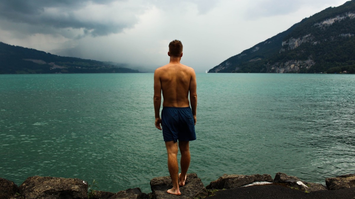 Mens spandex sales swim trunks