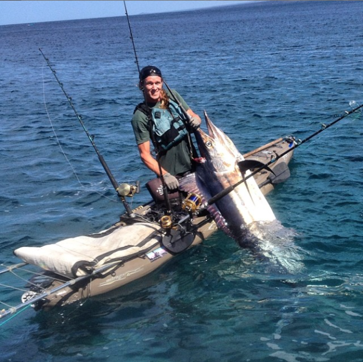 Kayak angler tosses rod overboard, catches record marlin - Men's