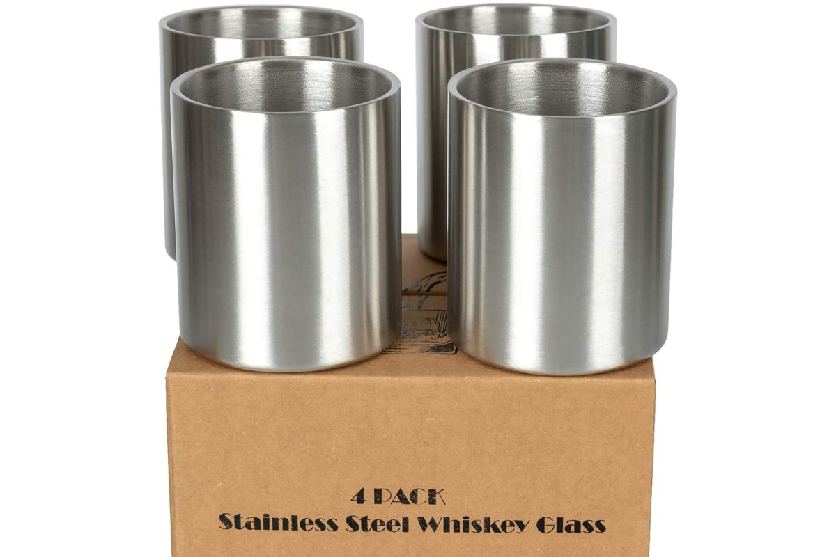 ASOBU On The Rocks 10.5oz Stainless Steel and Glass Insulated Whiskey  Sleeve with Whiskey Glass Silver