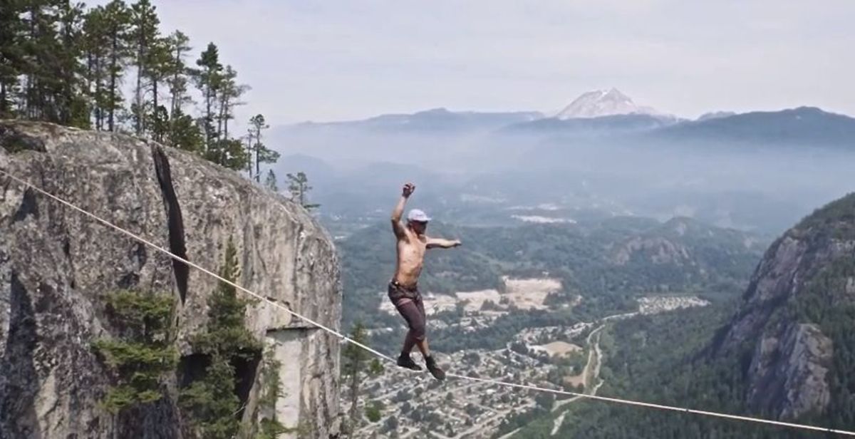 Spencer Seabrooke sets deathdefying slacklining world record Men's