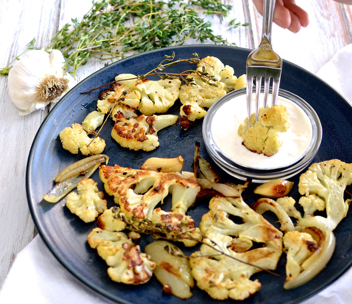 Recipe How to Make Thymeroasted Cauliflower With Horseradish Dipping