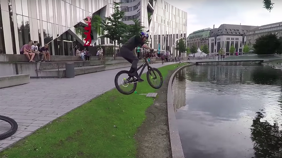Raw tricks from Danny MacAskill trial bike riding in Germany Men's