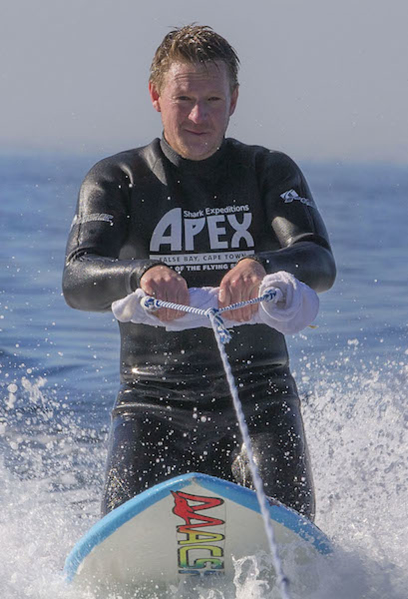 Rare picture of a Great White Shark Tooth midair during attack - Men's