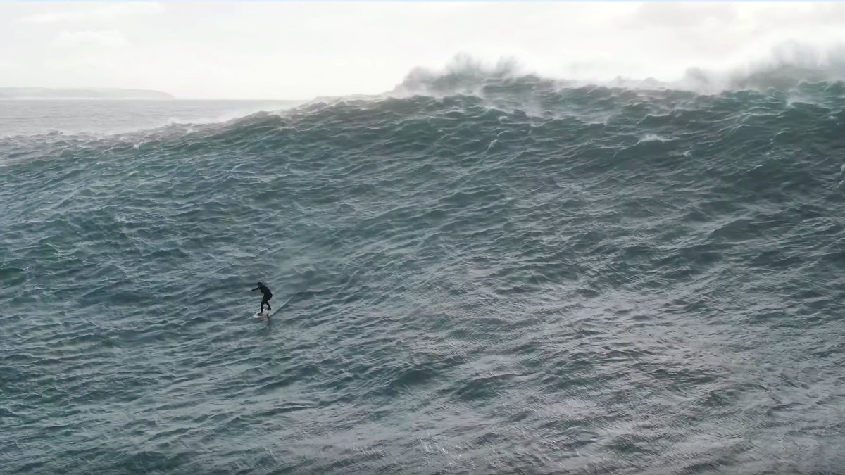 Laird Hamilton and Crew Surf Massive Waves at Nazaré on Foil Boards