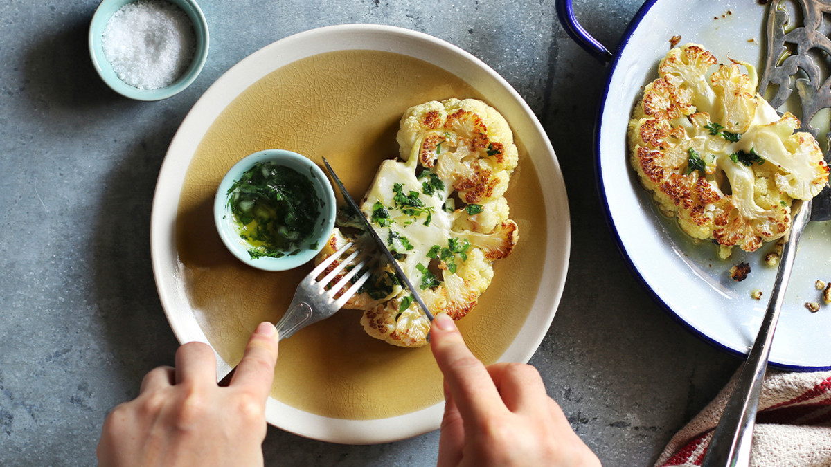 Recipe How to Make Roasted Cauliflower Steak With Salsa Verde Men's