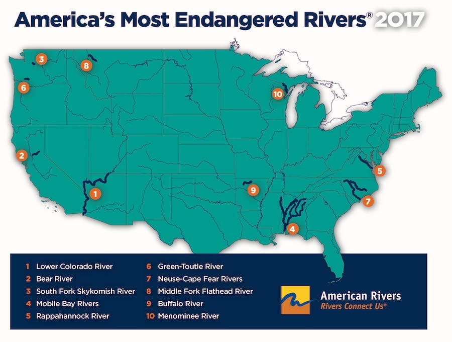 Maps Ranking Rivers Ranking America's 10 Most Endangered Rivers of 2017
