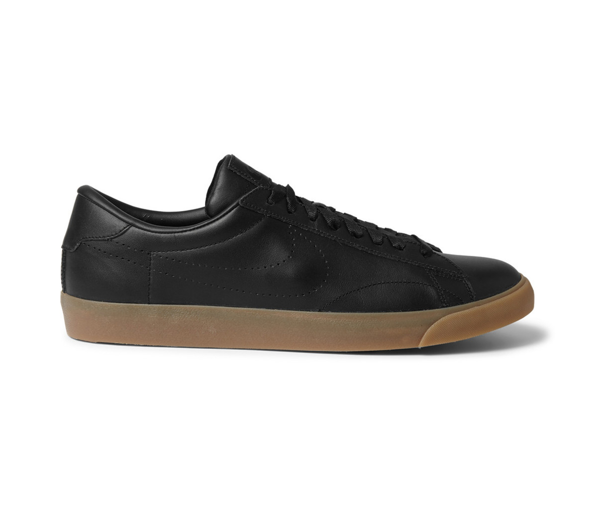 Nike black leather tennis shoes online