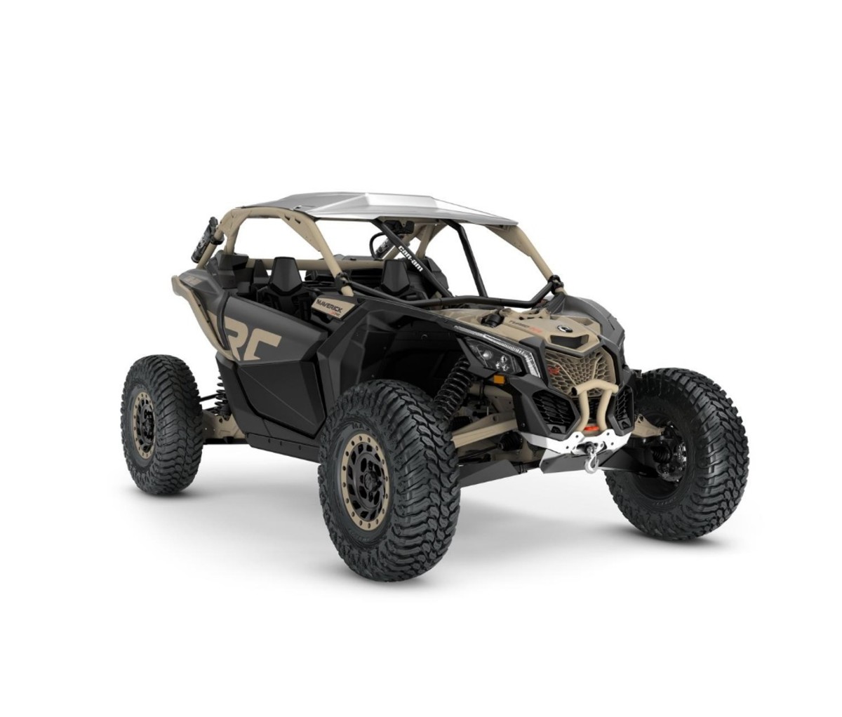 Brown and black Can-Am Maverick X3 X RC Turbo RR 72 on a white background.