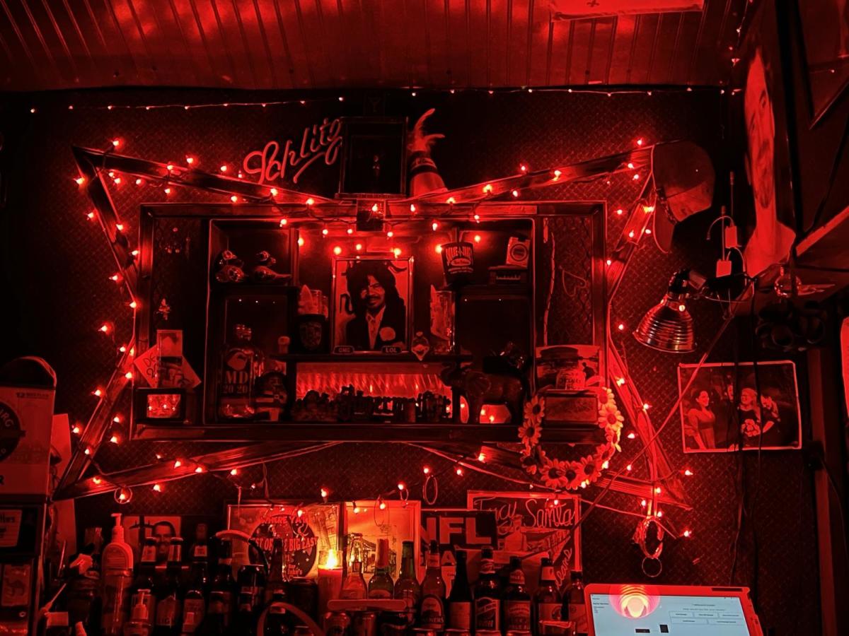 A detail from the interior of Snake and Jake's Christmas Club Lounge