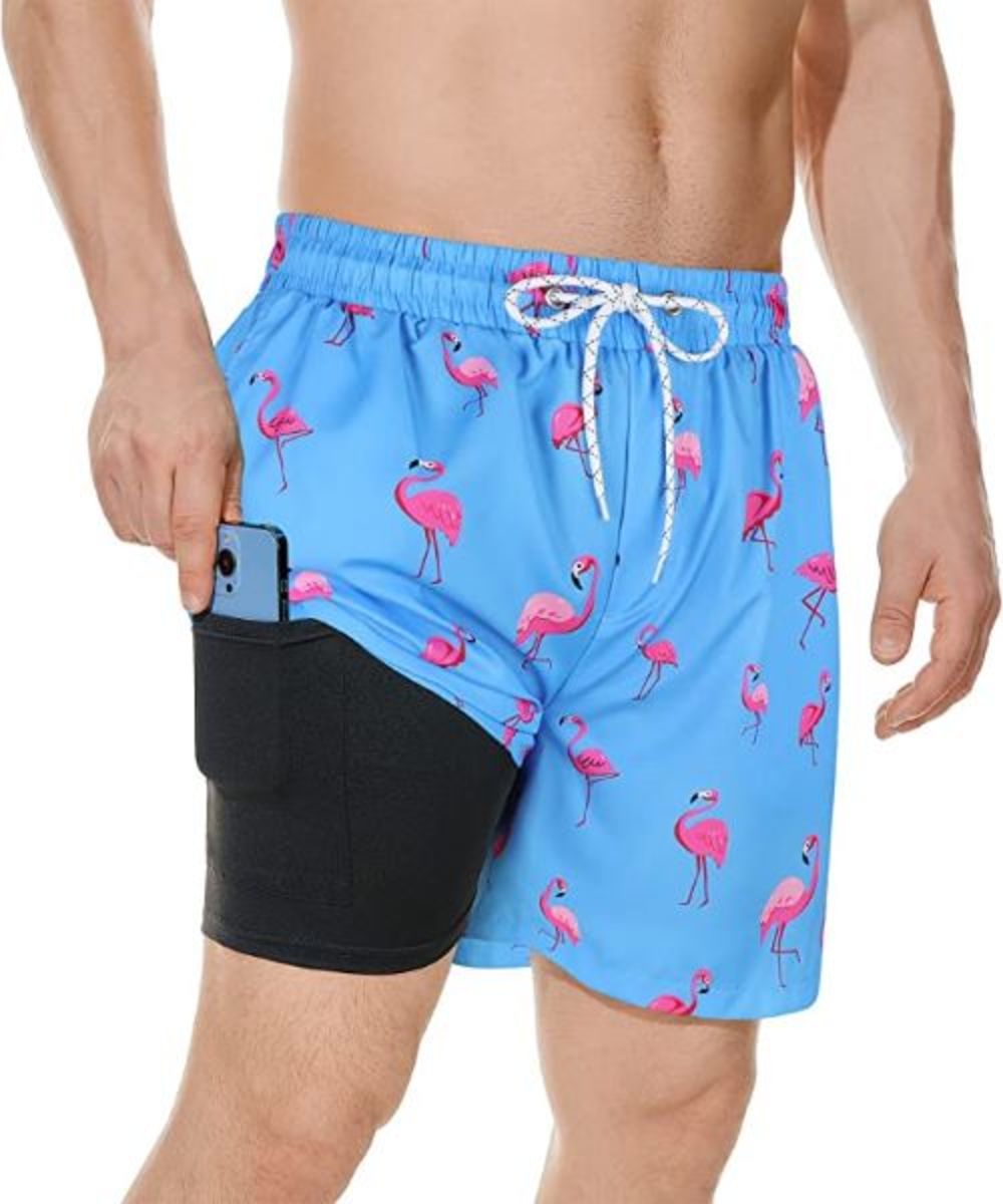 Mens LV Tan Swim Trunks