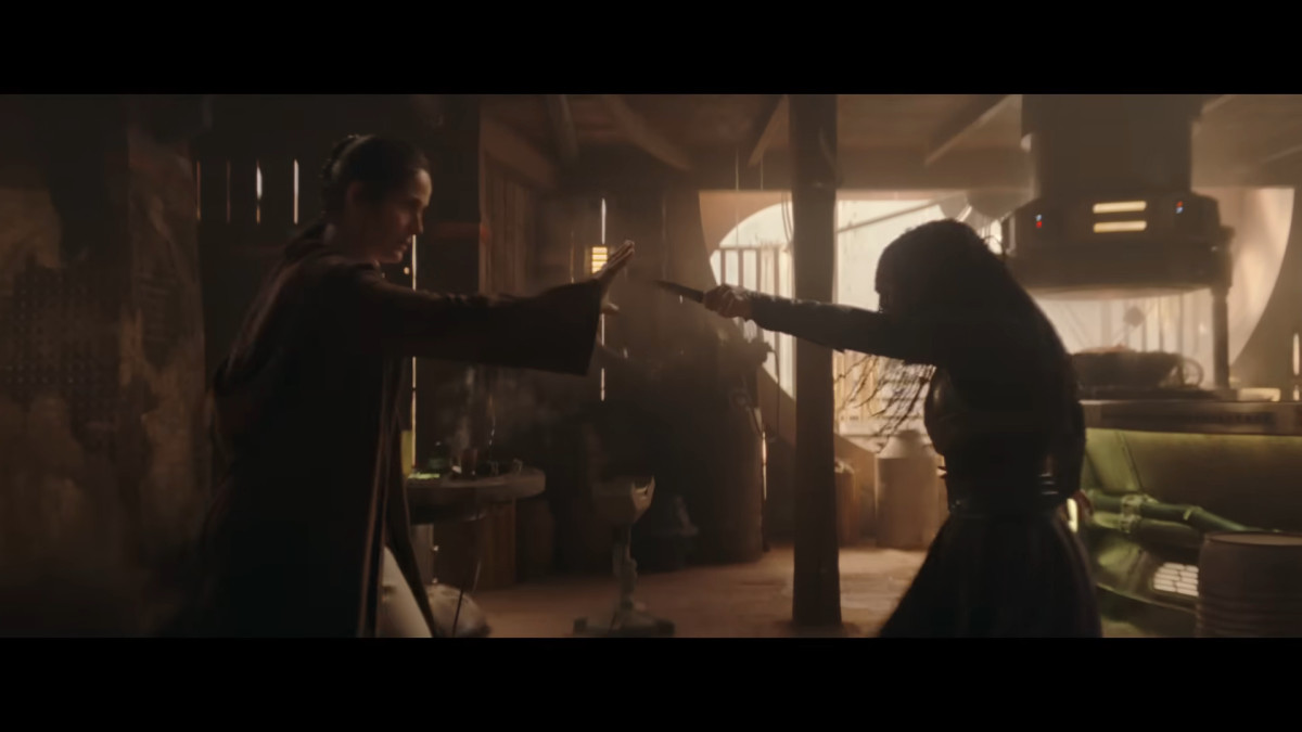 Two force-powered individuals fighting each other in The Acolyte