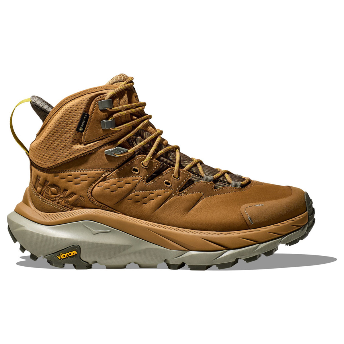 The Hoka Kaha 2 GTX Hiking Boots in Honey/Barley are on sale right now at REI