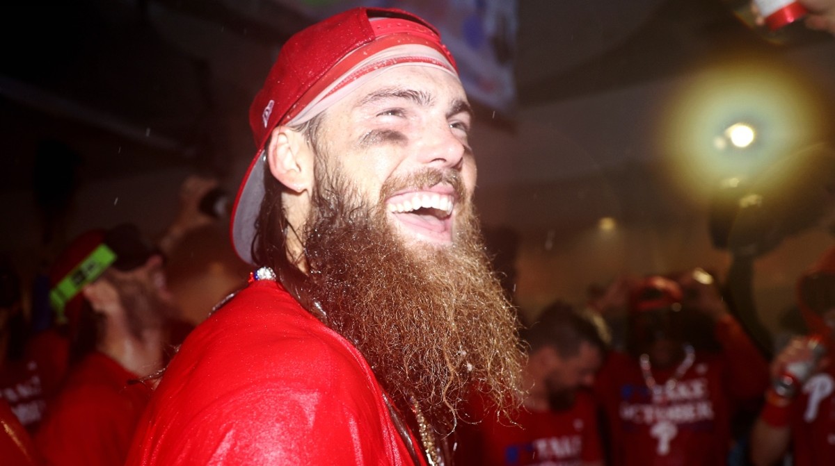 Brandon Marsh Celebrates Phillies Wild Card With Mechanical Bull Ride ...