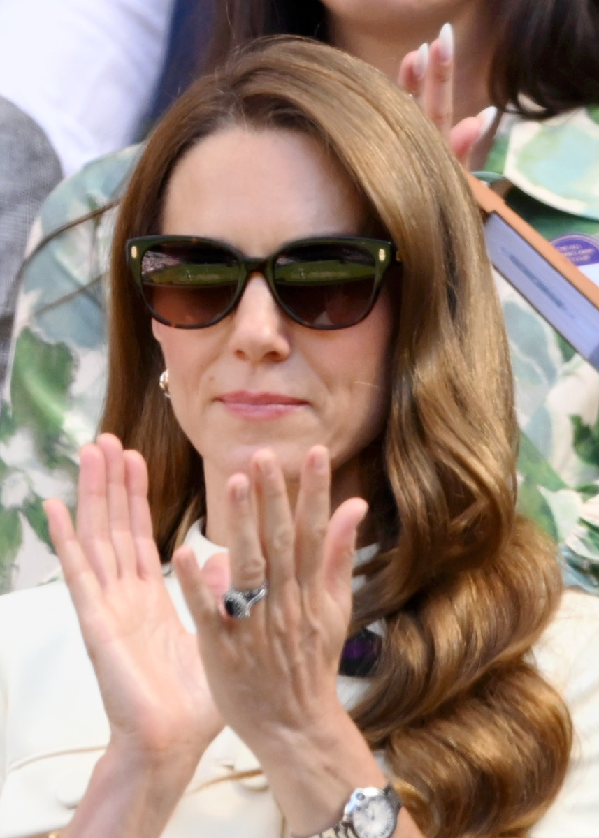 Catherine, Princess of Wales attends day thirteen of the Wimbledon Tennis Championships at the All England Lawn Tennis and Croquet Club at All England Lawn Tennis and Croquet Club on July 12, 2025 in London, England.